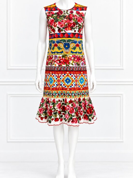 Dolce & Gabbana Dresses & Skirts - Dolce & Gabbana Carretto Rose Print Guipure Lace Shift Dress - Excellent IT 46